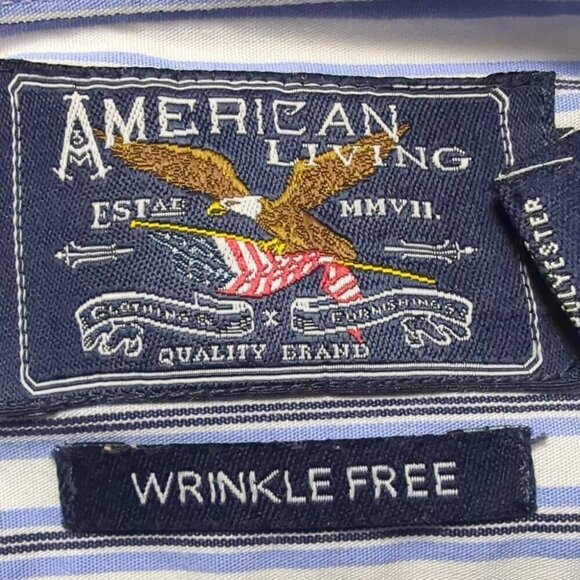 American Living Dress Shirt Size 16 1/2 / 36/37 Color Blue Black White - Picture 7 of 11